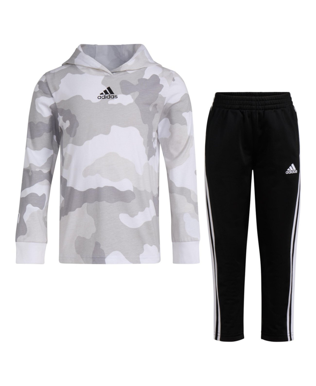 Little and Toddler Boys Printed Hooded Tee and Pant, 2-Piece Set Adidas