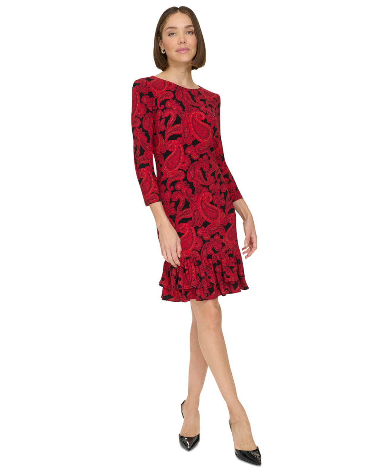 Women's Paisley-Print Ruffle-Hem Dress Tommy Hilfiger