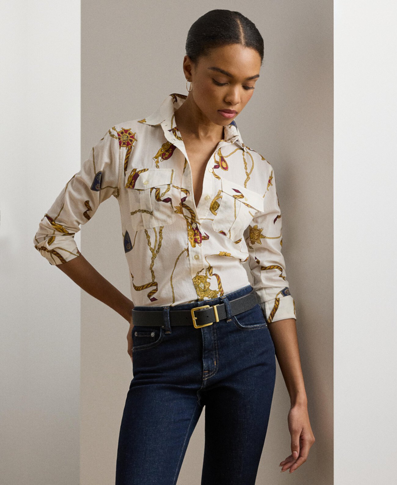 Women's Classic-Fit Print Cotton Voile Shirt LAUREN Ralph Lauren