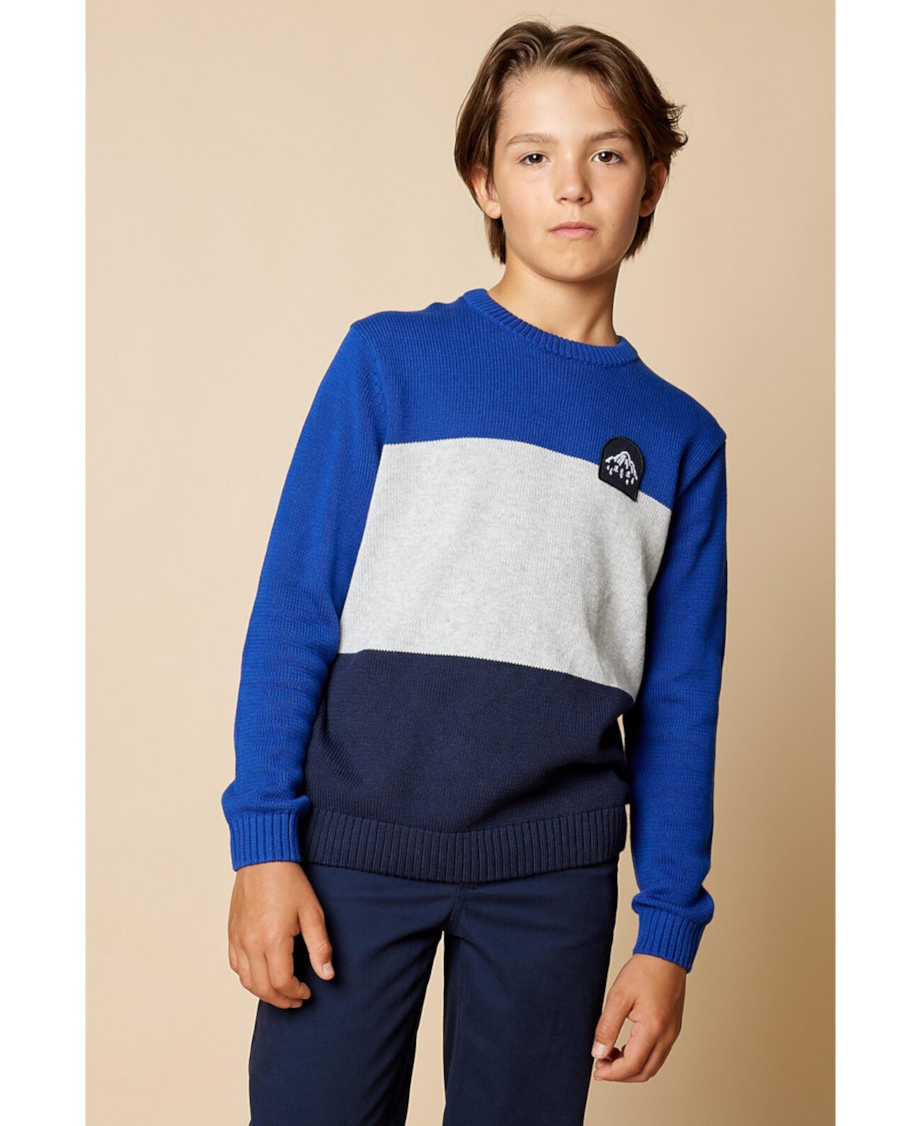 Big Boys Colorblock Sweater With Patch Brooks Brothers