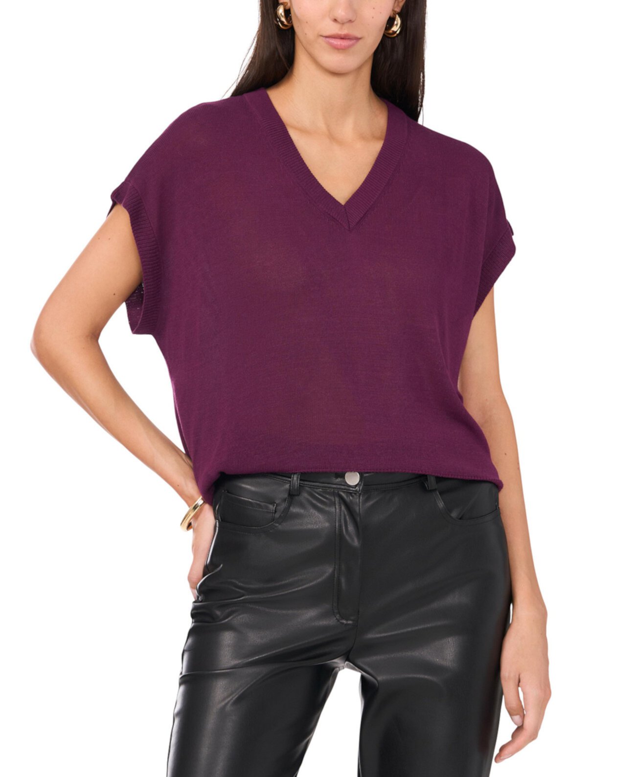 Women's V-Neck Short-Sleeve Sweater Vince Camuto