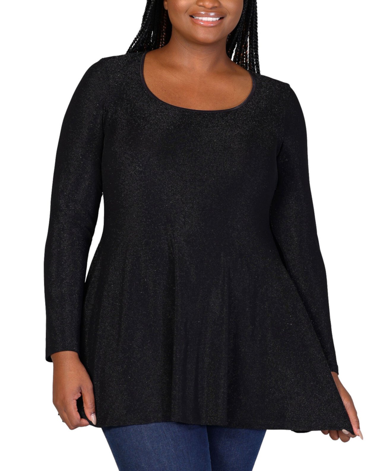 Plus Size Scoop Neck Shimmery Tunic Top 24Seven Comfort