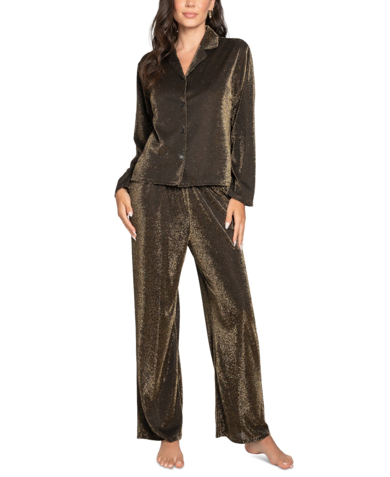 Women's 2-Pc. Metallic Pajamas Set Linea Donatella