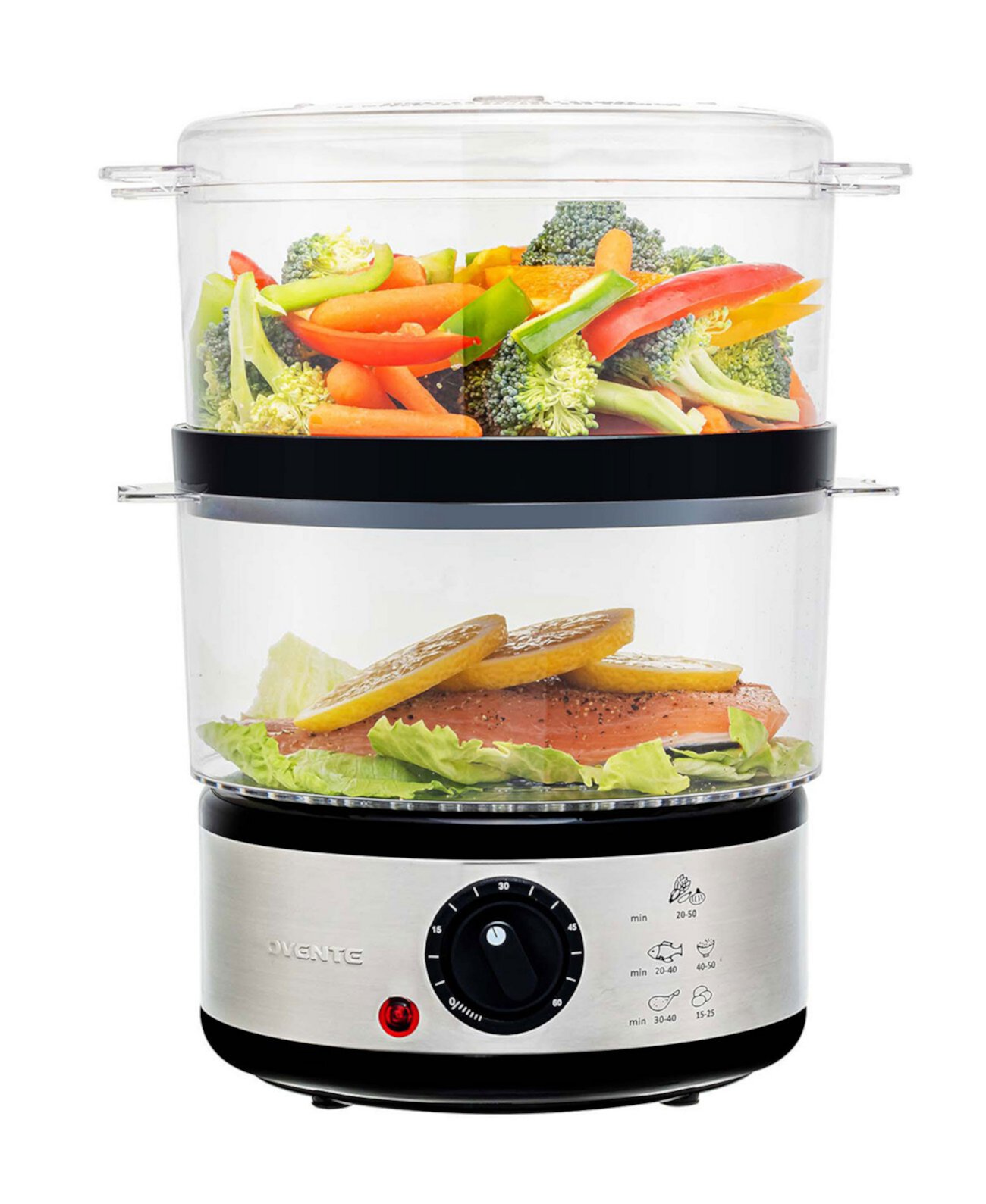 Electric Food Steamer 5 Quart Double Tier Stackable Portable FS62S OVENTE