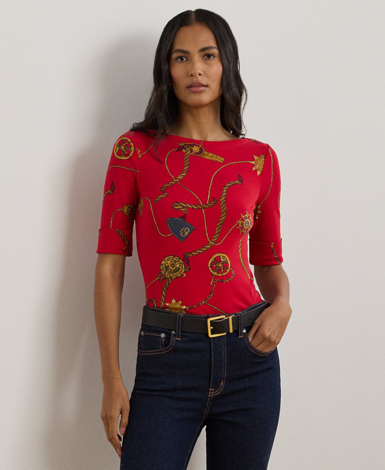 Petite Belting-Print Tee LAUREN Ralph Lauren