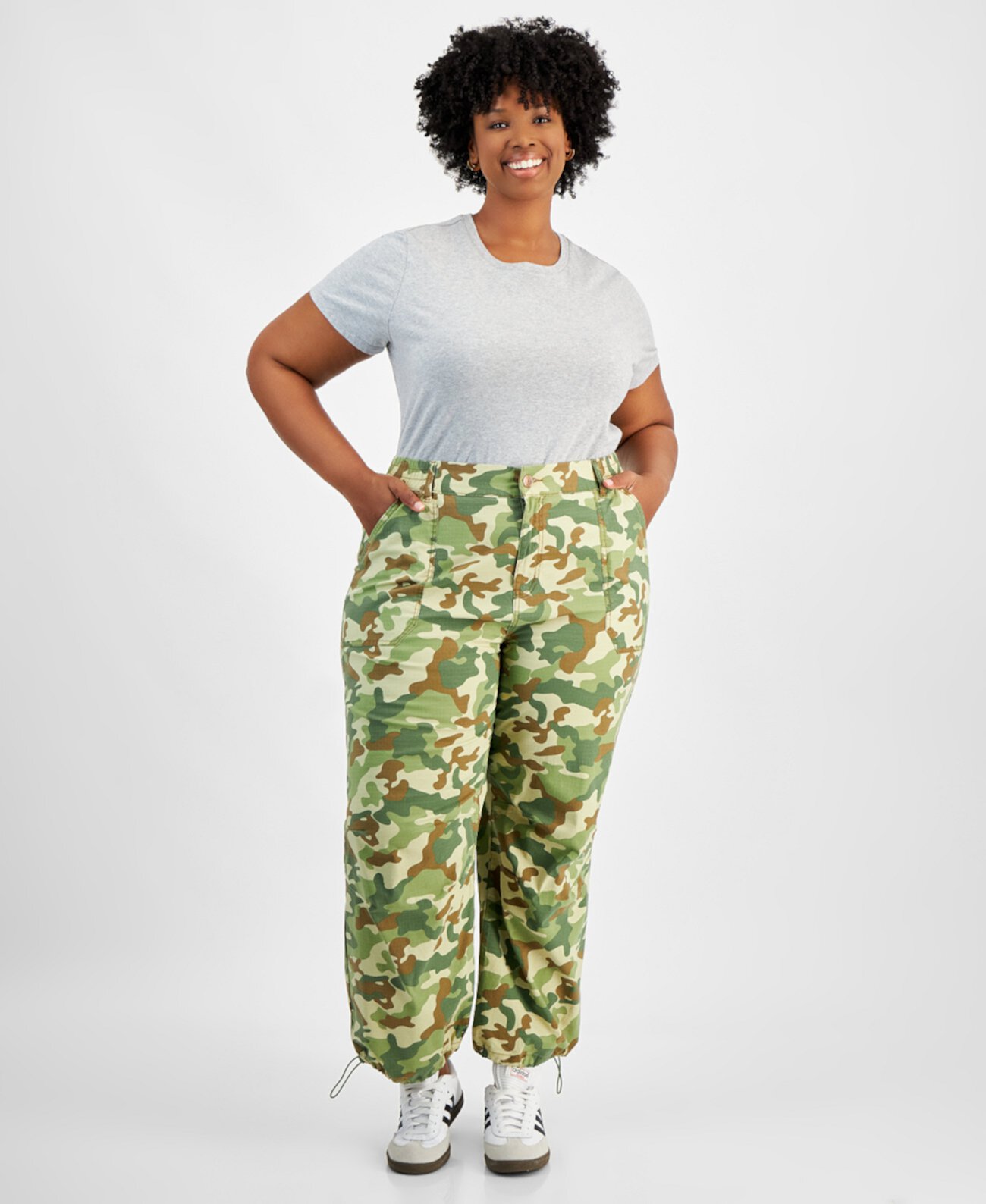 Trendy Plus Camouflage Parachute Pants Celebrity Pink