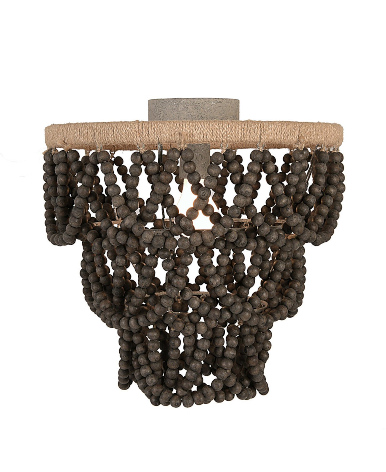 3-Tier Draped Wood Bead Semi-Flush Mount Chandelier Dark Gray Storied Home