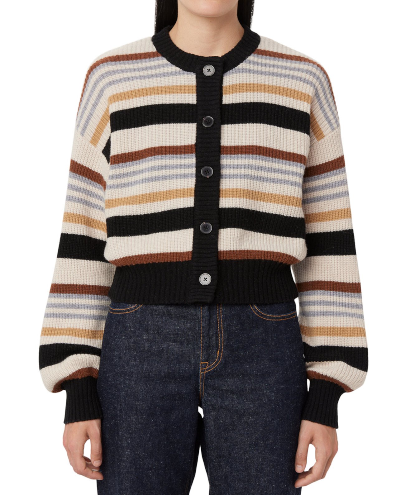 Women's Striped Wool Blend Button-Front Cardigan FRANK AND OAK