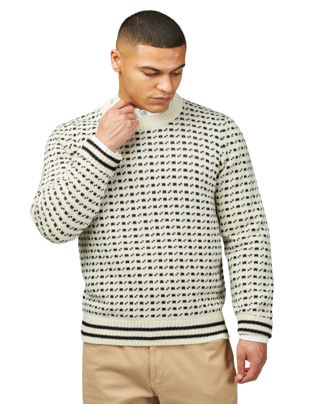 Men's Jacquard Crew Neck Sweater Ben Sherman