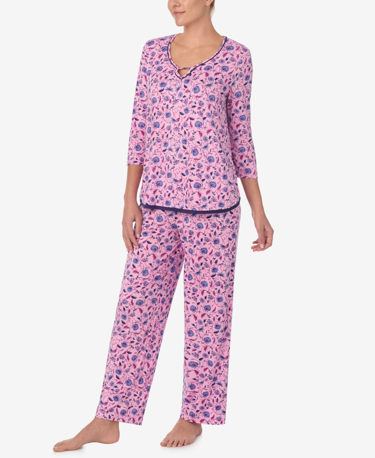 Women's 3/4-Sleeve Pajama Pants Set Ellen Tracy