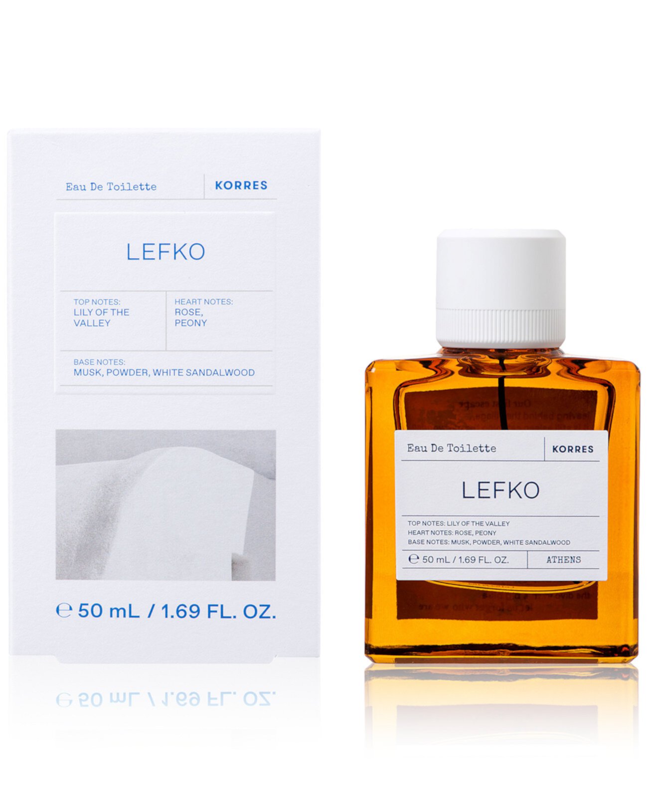 Lefko Eau de Toilette 50 мл - стойкий аромат с нотами ландыша, розы и мускуса, напоминающий об Эгейском море Korres