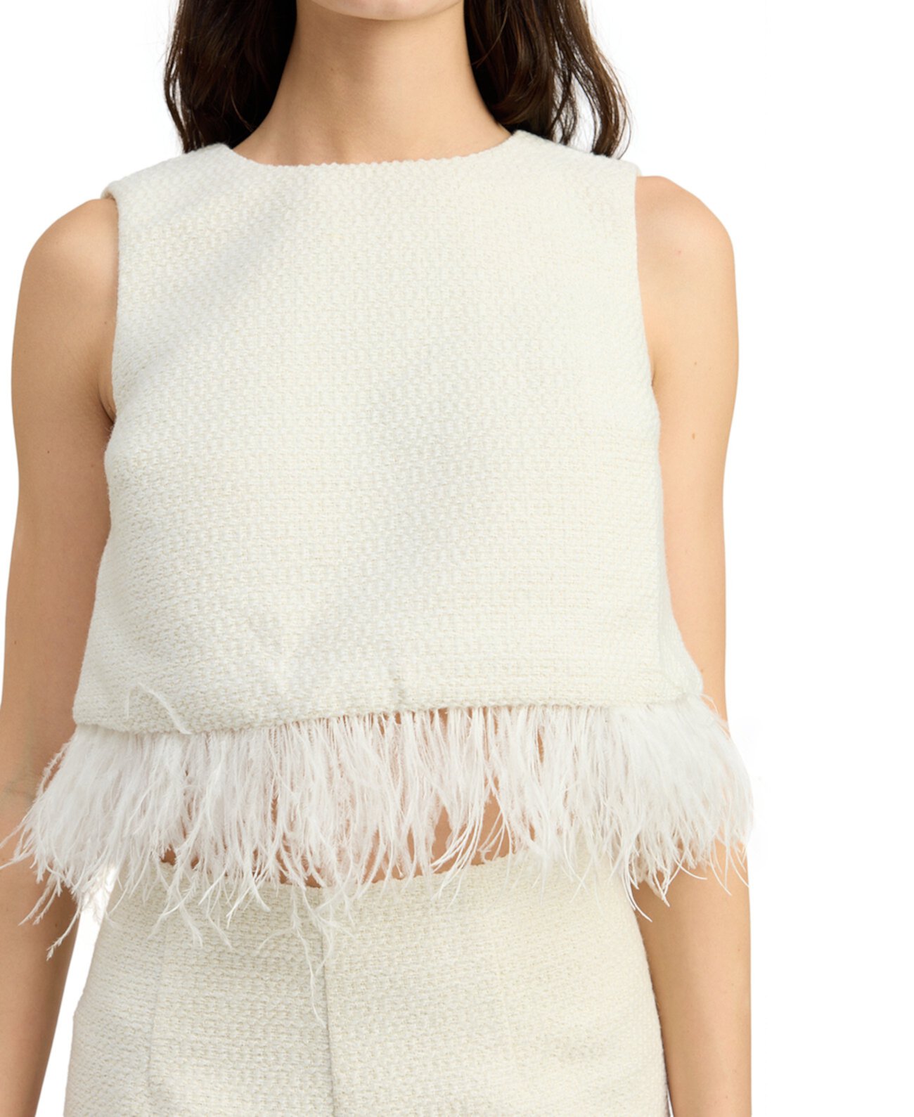 Women's Arden Sleeveless Feather-Trim Top EN SAISON