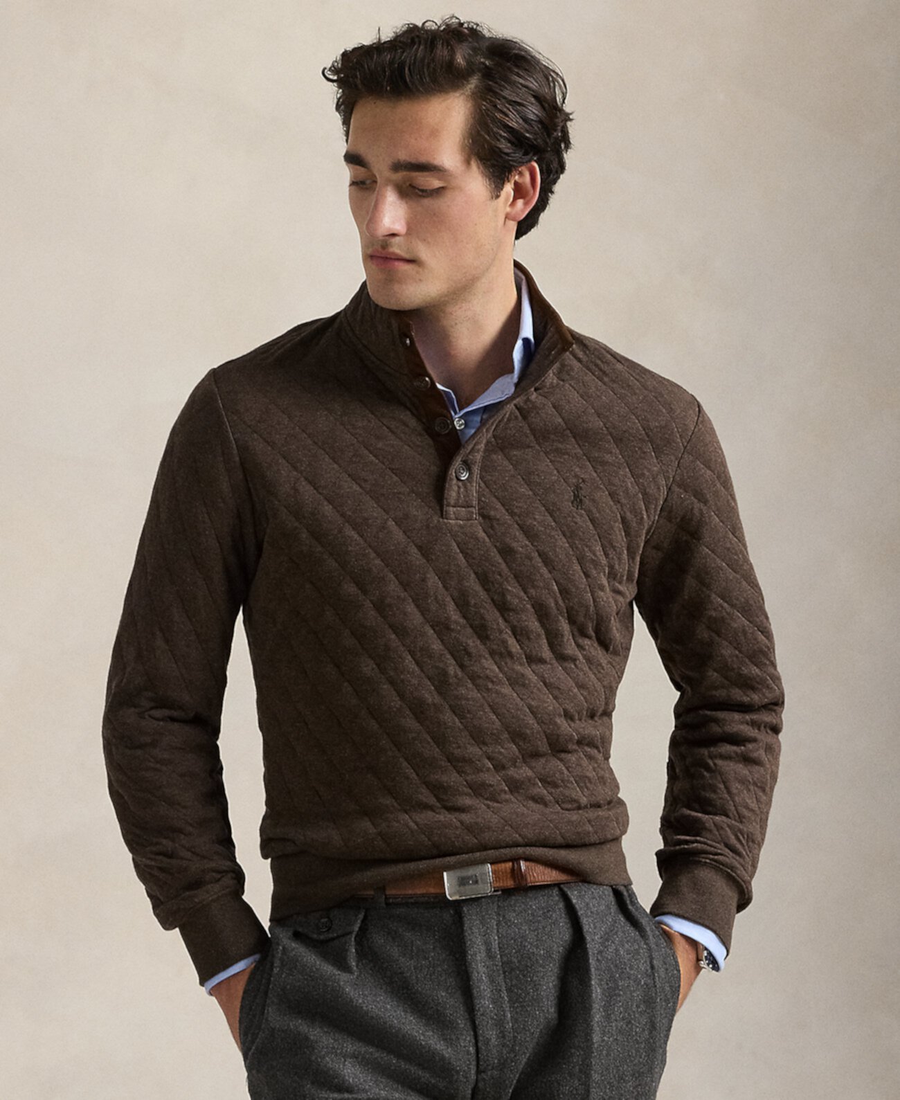 Men's Quilted Double-Knit Jersey Pullover Polo Ralph Lauren