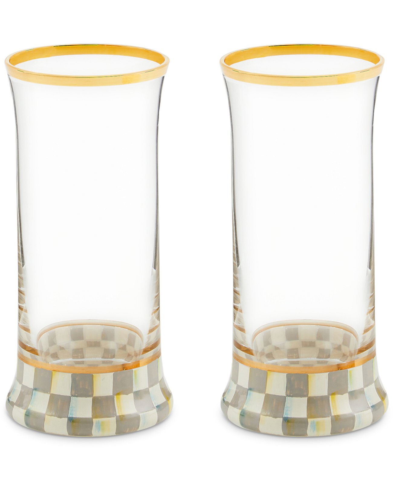 Sterling Check Highball Glass, Set of 2 MacKenzie-Childs