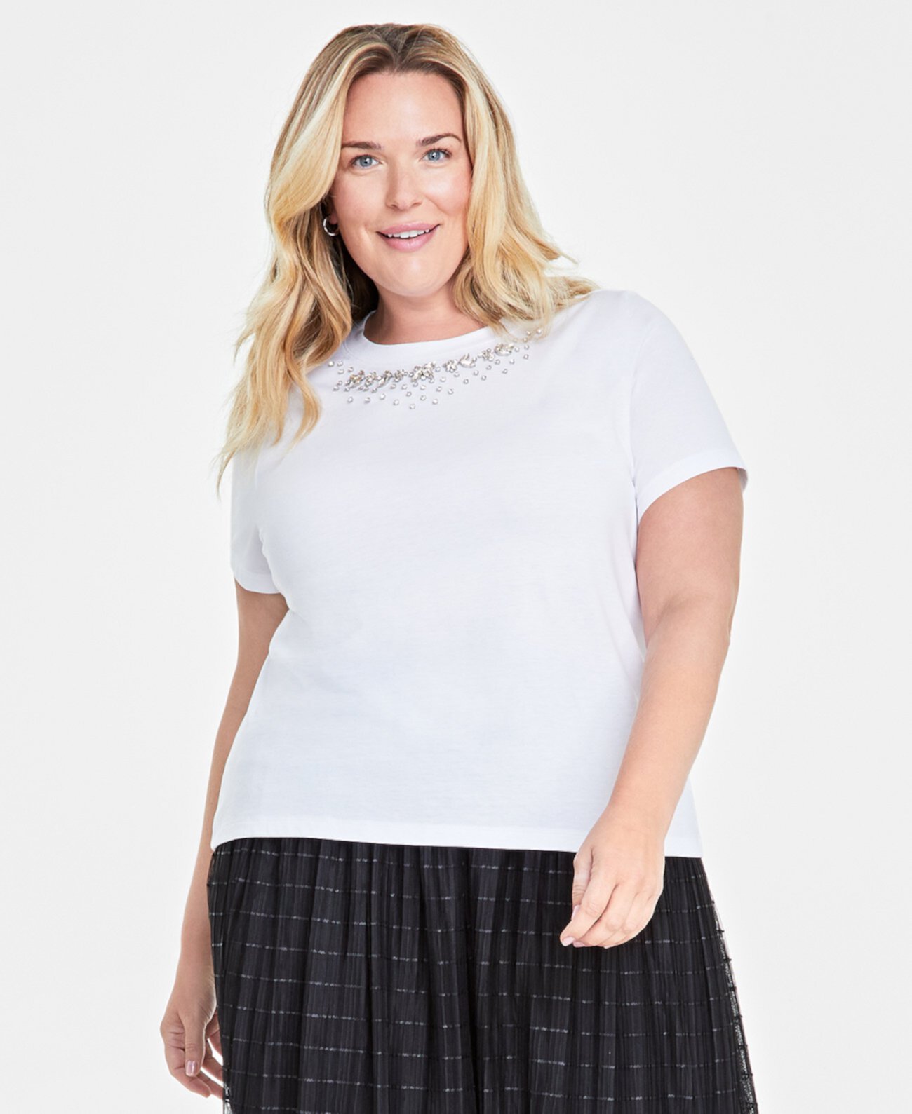 Plus Size Embellished Crewneck Short-Sleeve T-Shirt On 34th