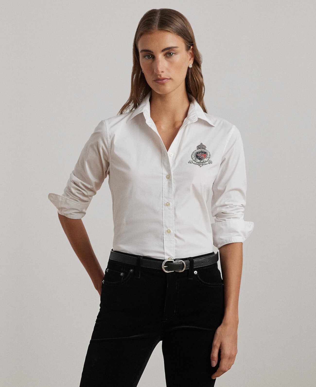 Women's Classic-Fit Beaded-Crest Shirt, Regular & Petite LAUREN Ralph Lauren