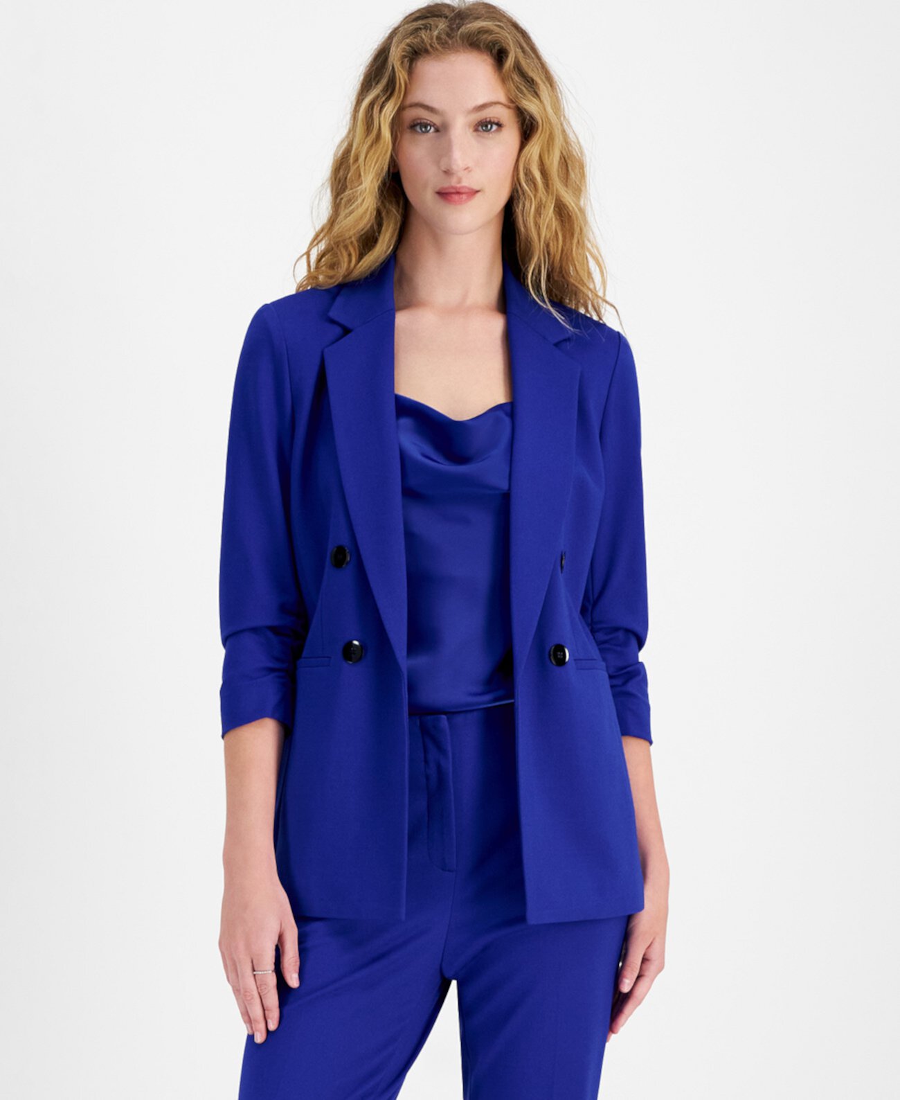 Women's Ruched-Sleeve Open-Front Blazer, Created for Macy's Bar III