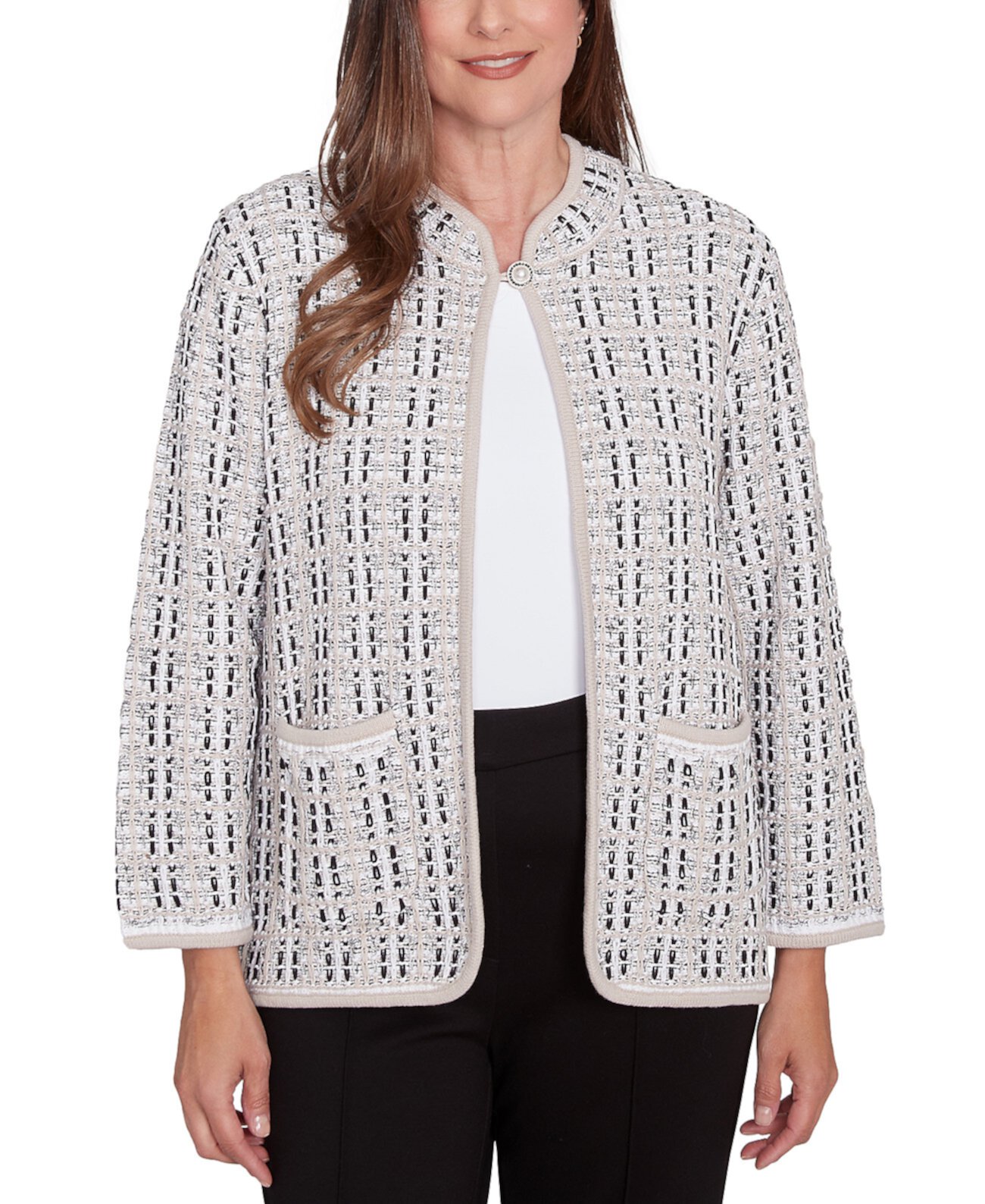 Petite Romancing The Stone Textured Knit Jacket Alfred Dunner