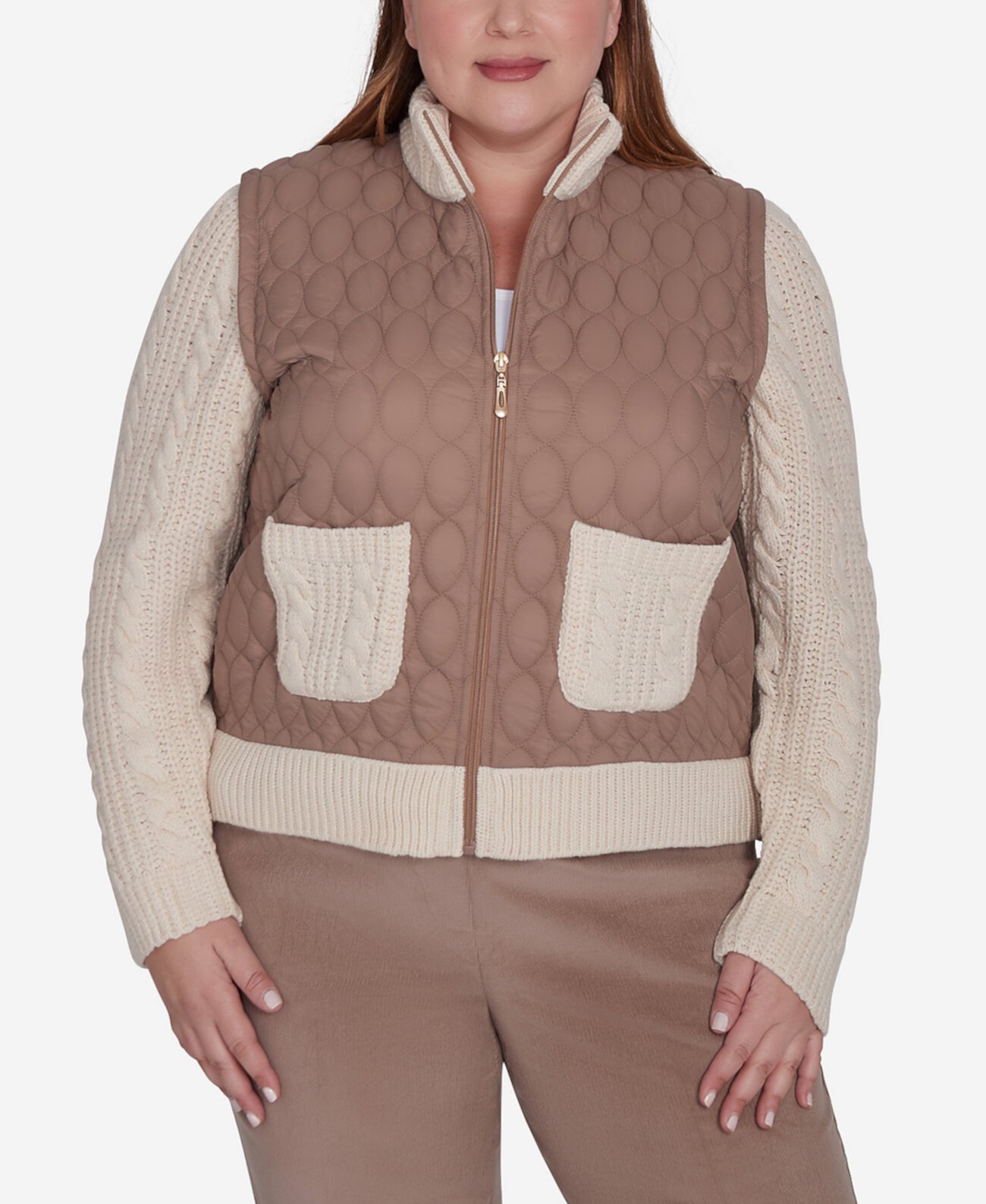 Plus Size Telluride Sweater Trim Quilted Jacket Alfred Dunner