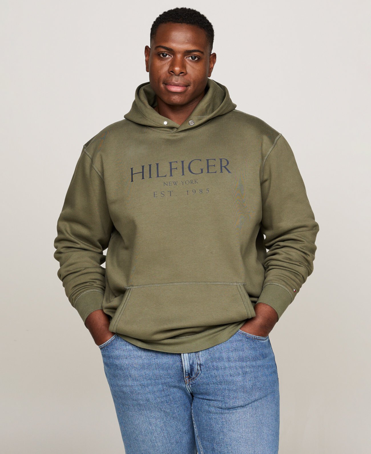 Мужское худи Tommy Hilfiger с логотипом, больших размеров, из мягкой ткани Tommy Hilfiger