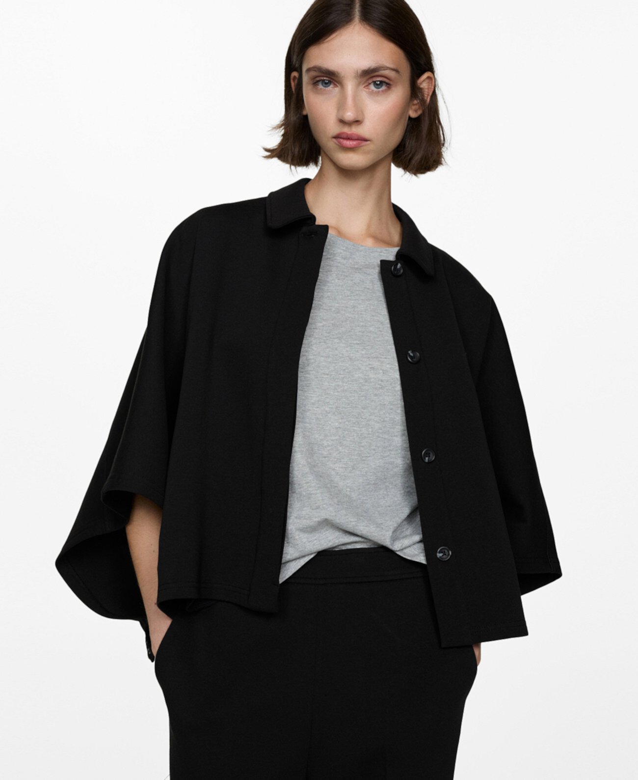 Women's Buttons Detail Cape Jacket MANGO