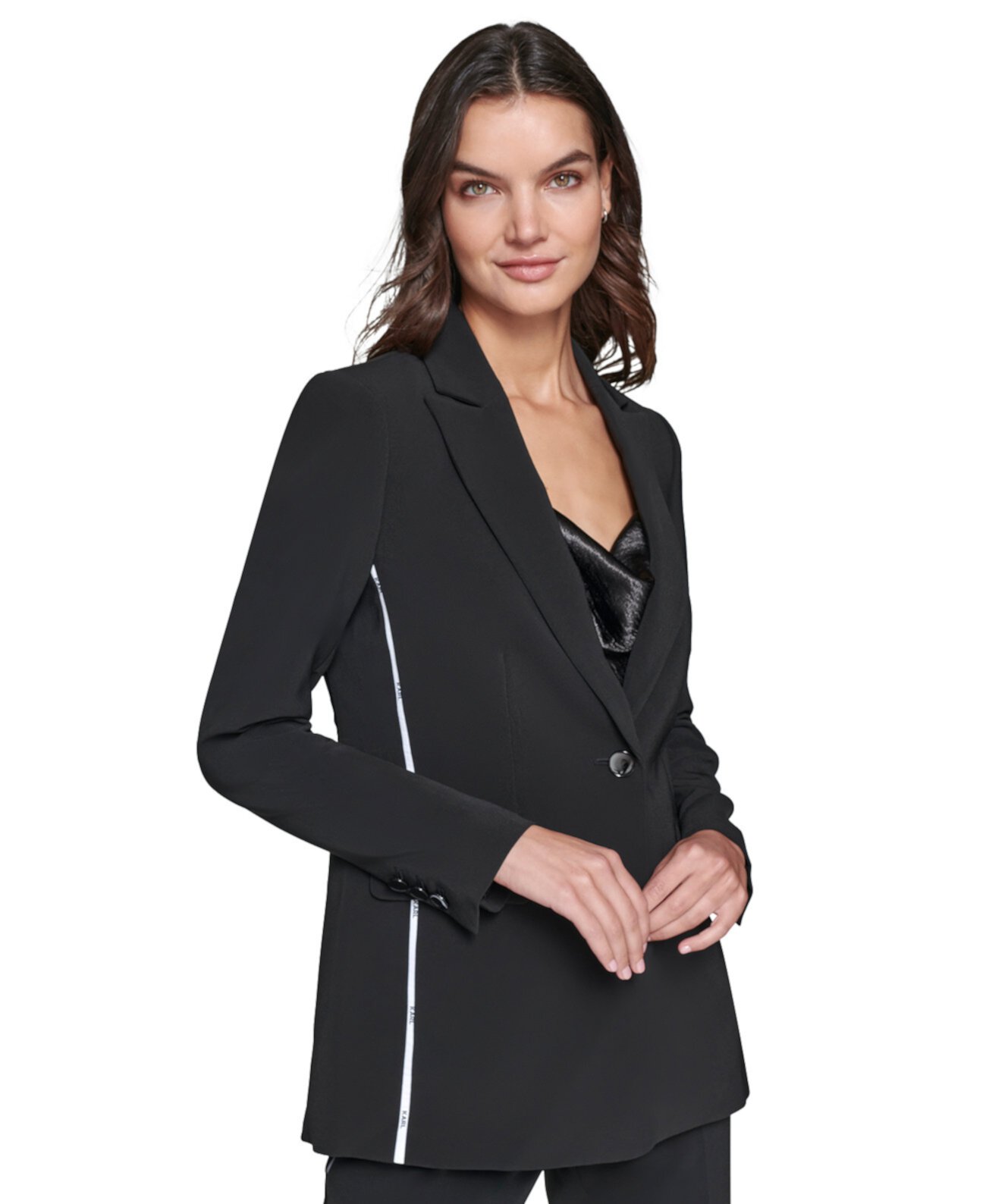 Women's Contrast-Trim Blazer Karl Lagerfeld Paris