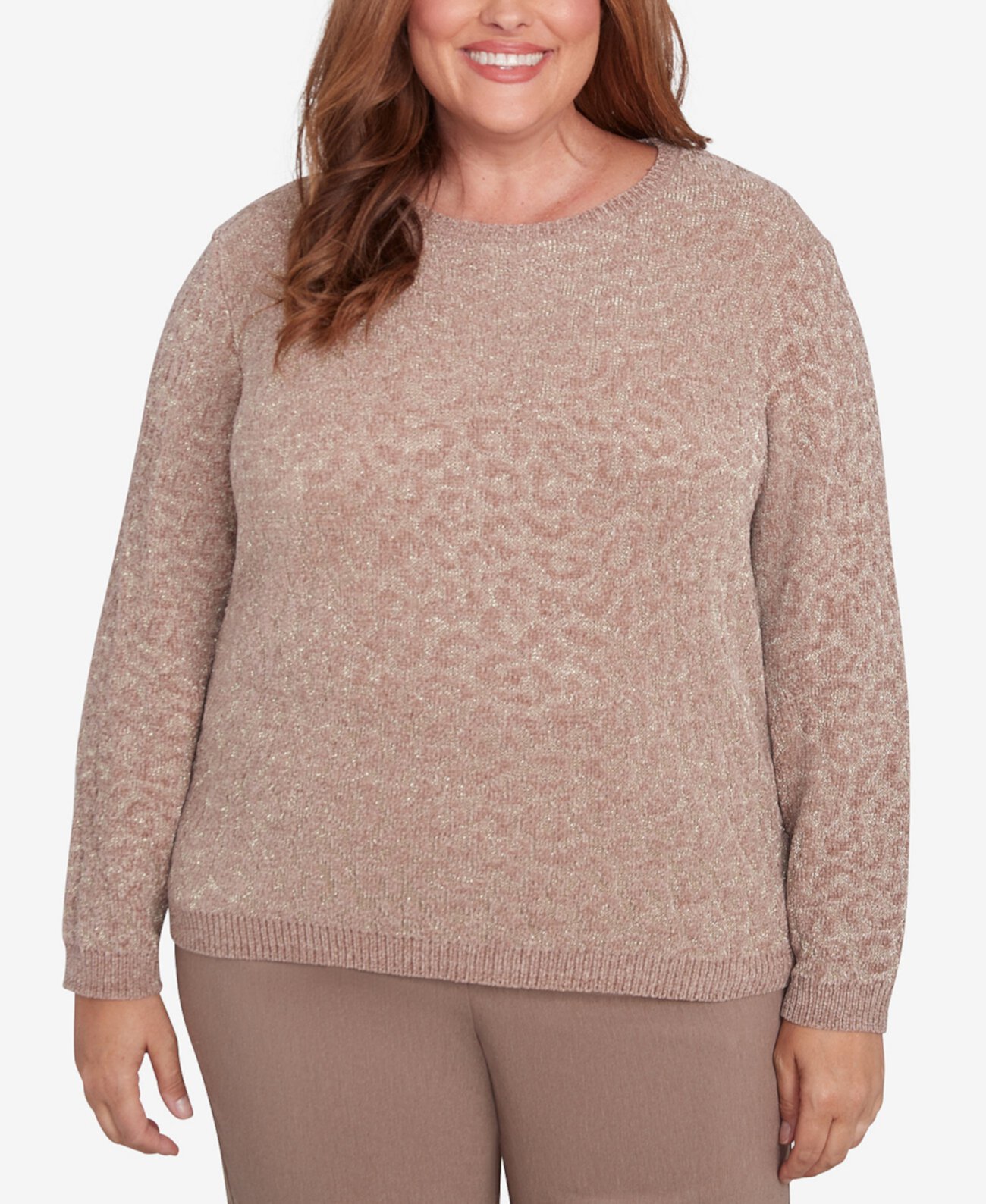 Plus Size Telluride Metallic Cheetah Textured Sweater Alfred Dunner