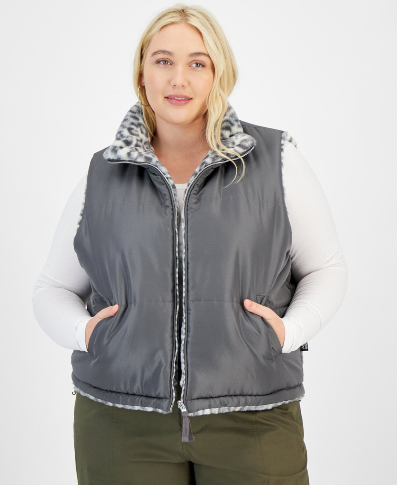 Trendy Plus Size Reversible Vest Planet Heart