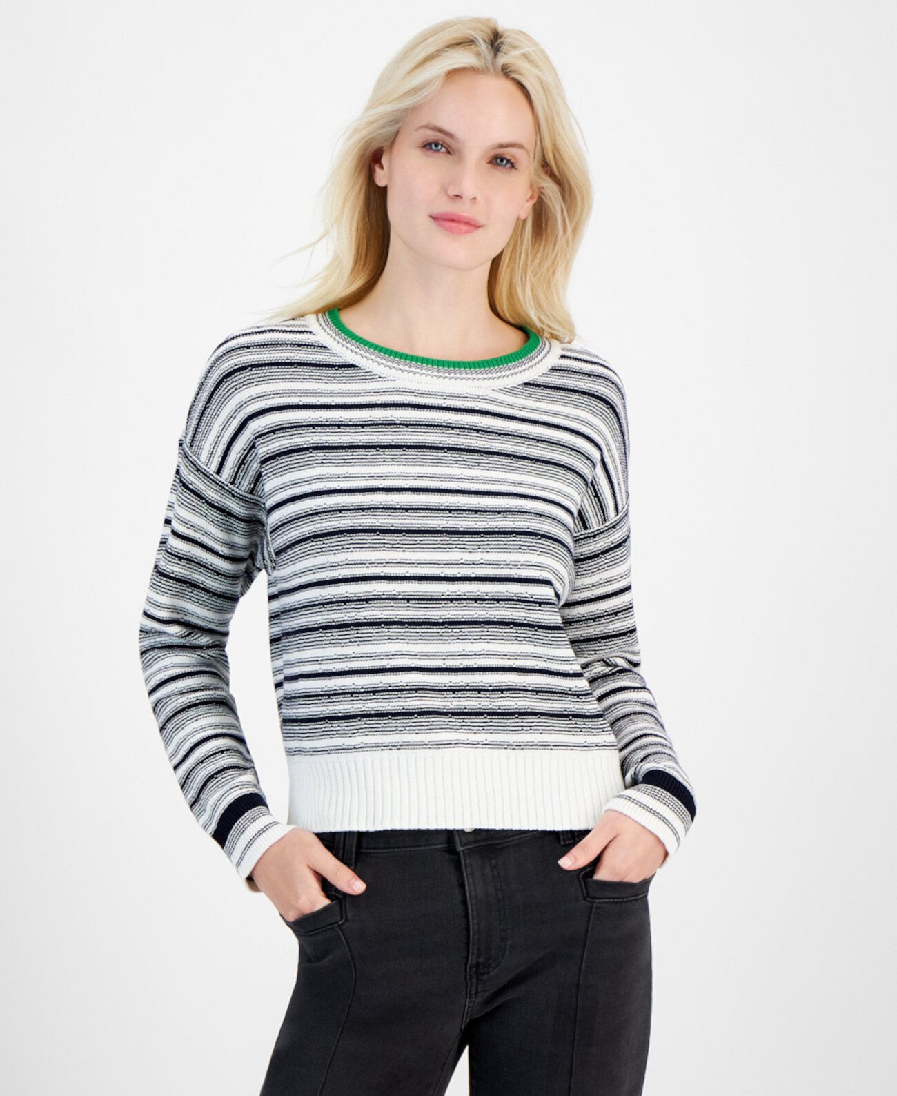 Women's Striped Dropped-Shoulder Sweater Nautica Jeans