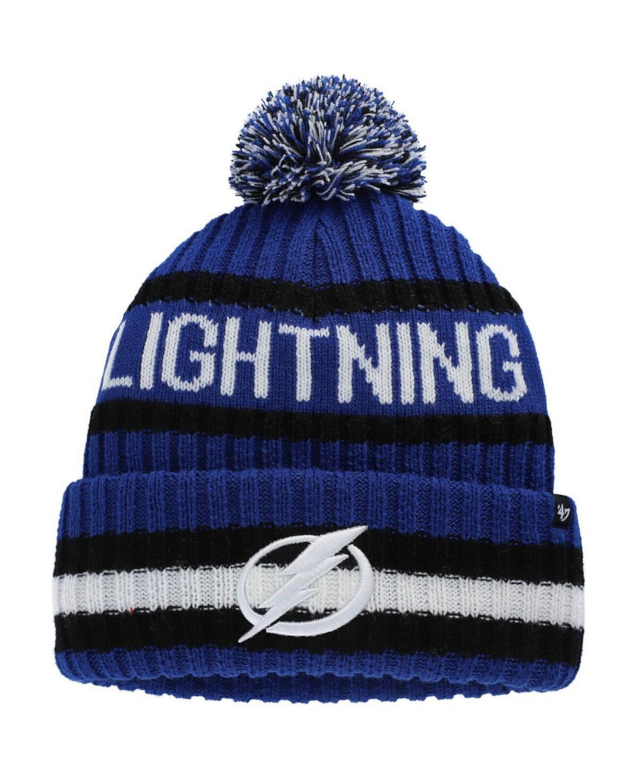 Men's Blue Tampa Bay Lightning Bering Cuffed Knit Hat with Pom '47 Brand