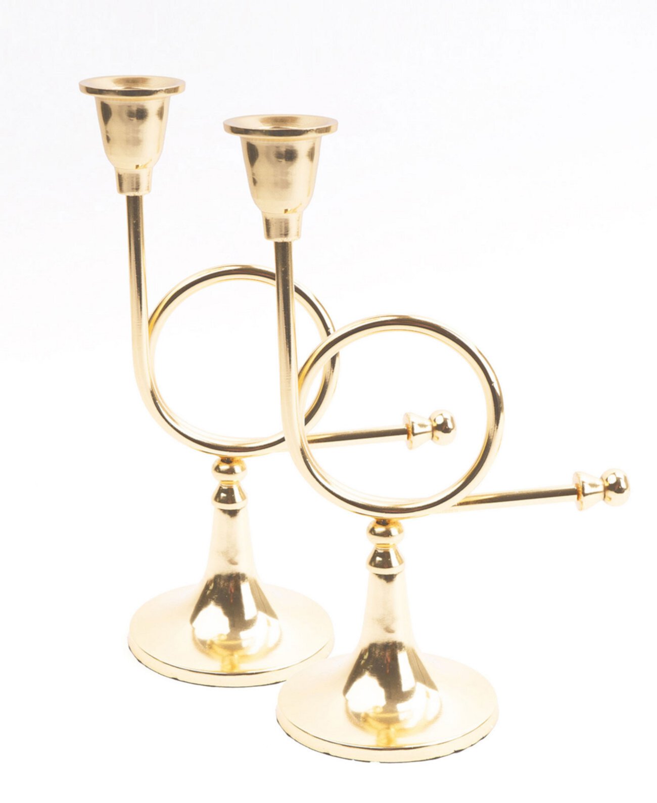 Small French Horn Candlesticks, Set of 2 8 Oak Lane