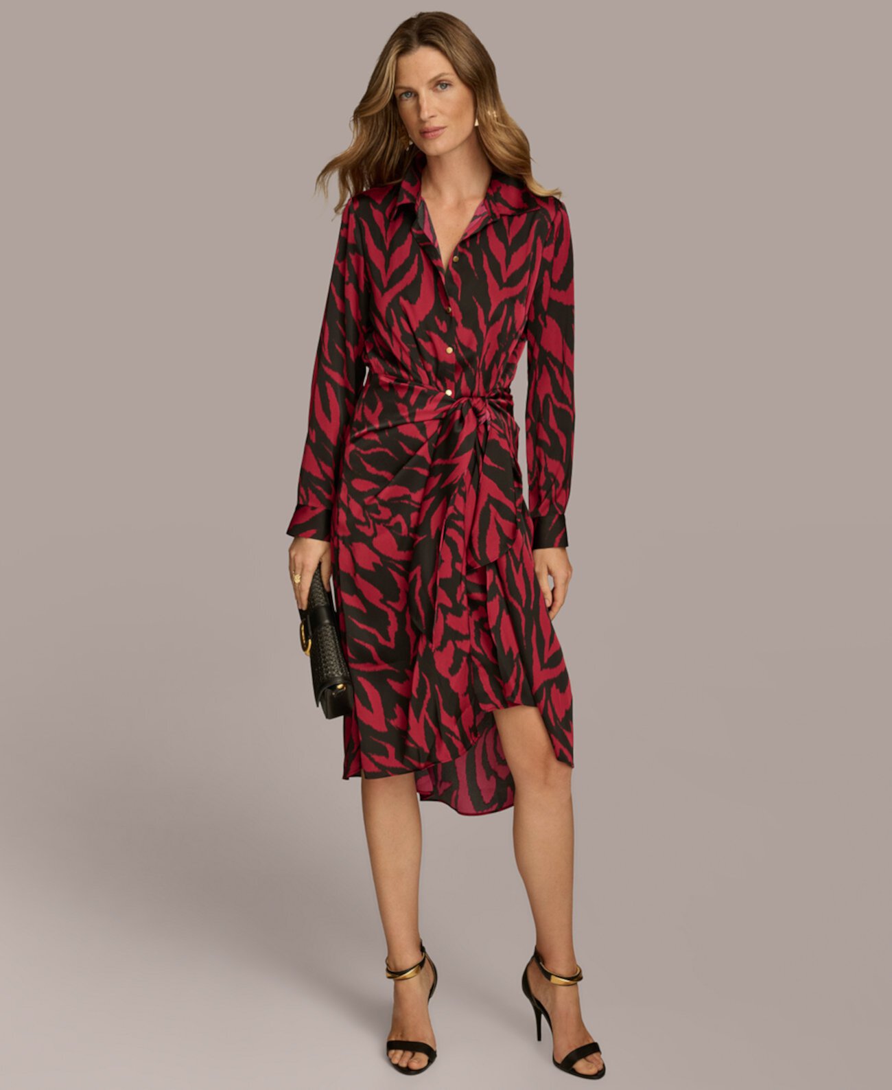 Women's Printed Tie-Waist Dress Donna Karan New York