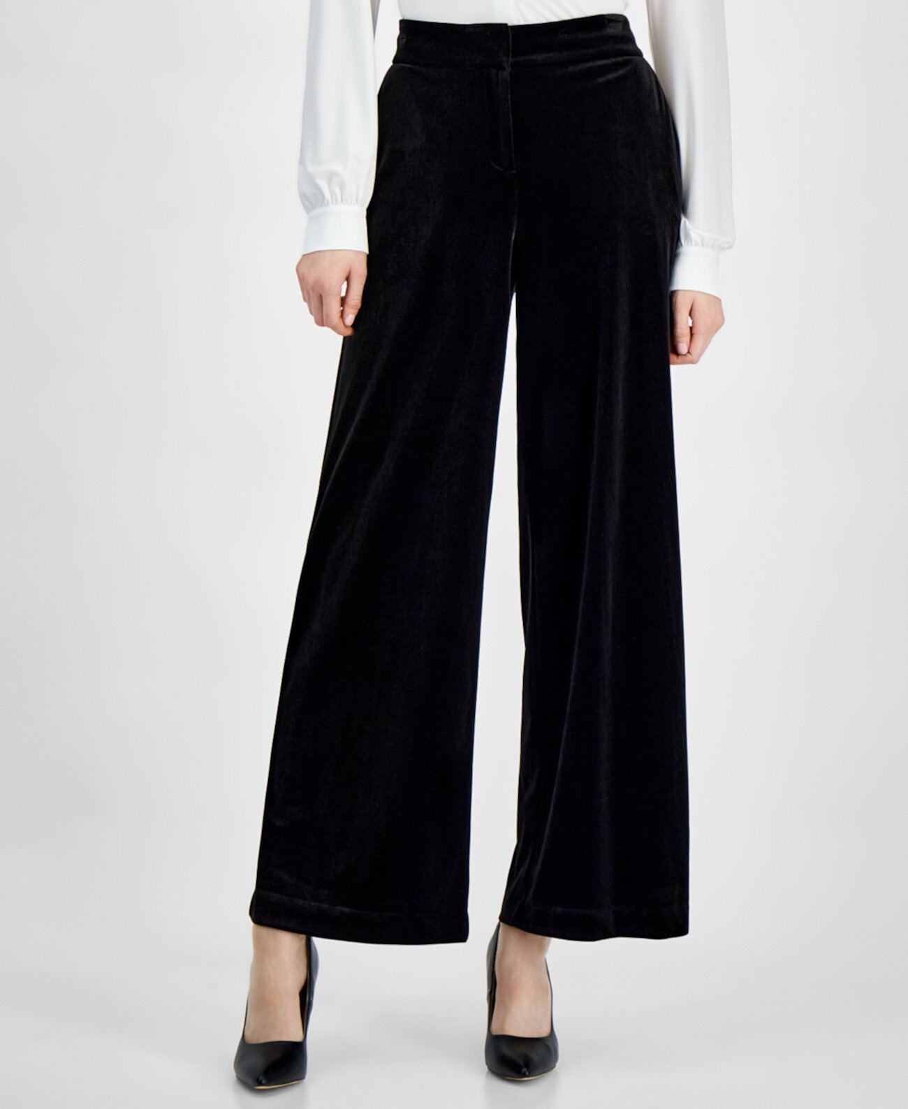 Women's Mid-Rise Velvet Wide-Leg Pants Tahari by ASL