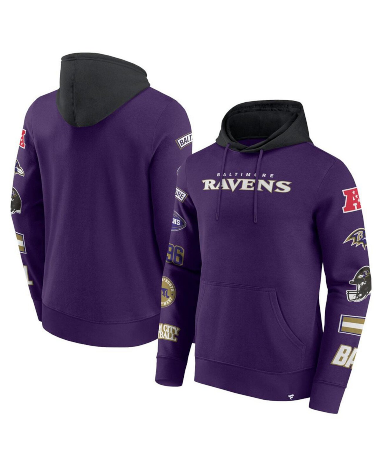 Men's Purple/Black Baltimore Ravens Patched Out Pullover Hoodie Fanatics