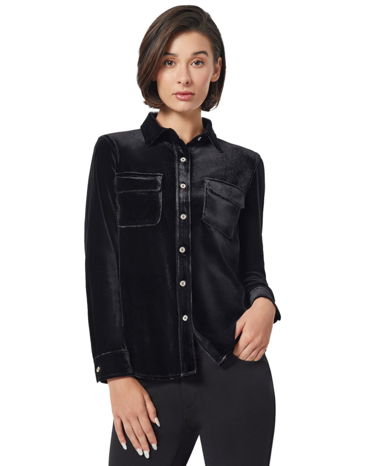 Women's Stretch Velour Utility Shirt Jones New York