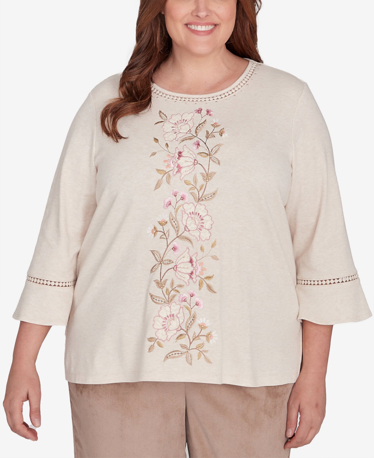 Plus Size Telluride Center Embroidered Floral Top Alfred Dunner