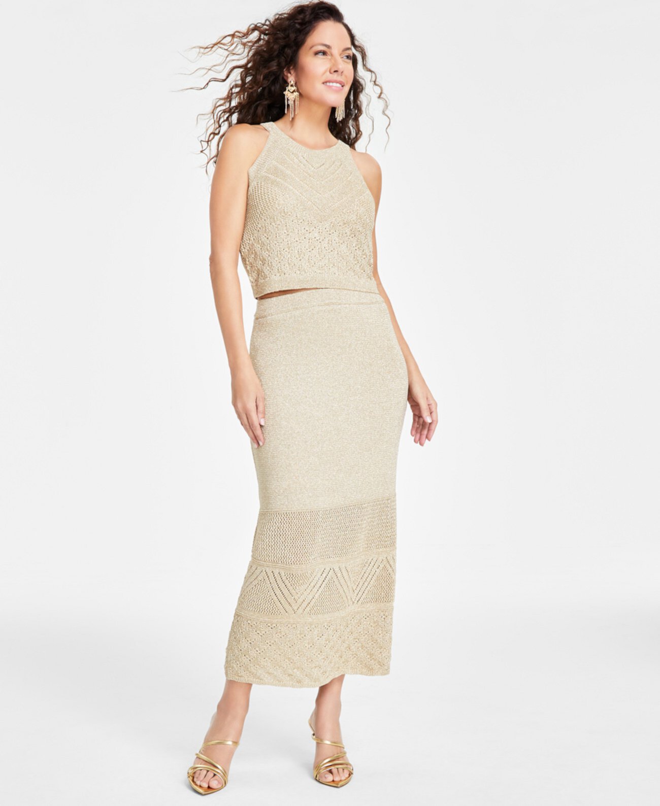 Women's Metallic Crochet Skirt, Exclusively at Macy's I.N.C. International Concepts