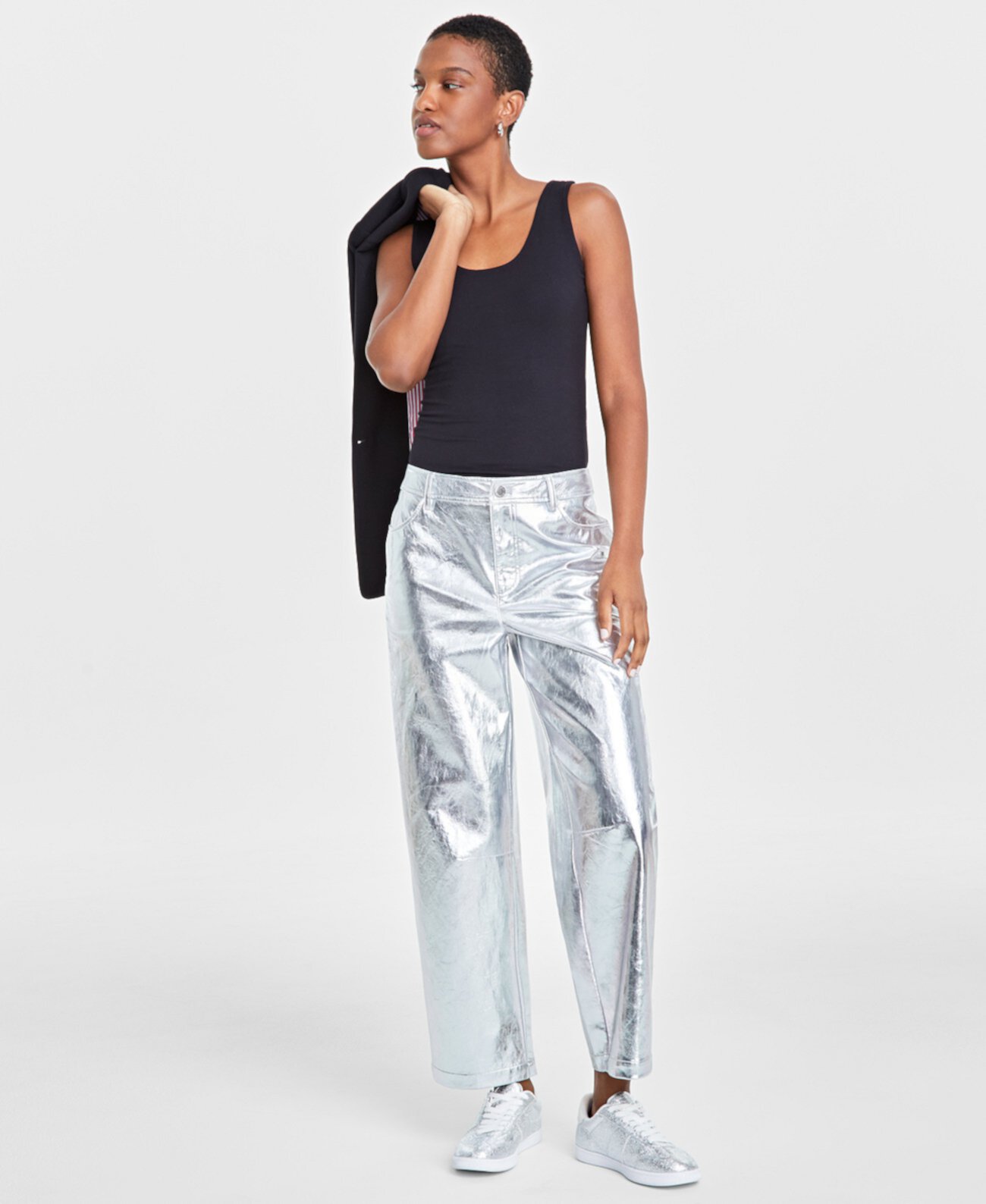 Women's Metallic Faux-Leather Pants, Created for Macy's On 34th