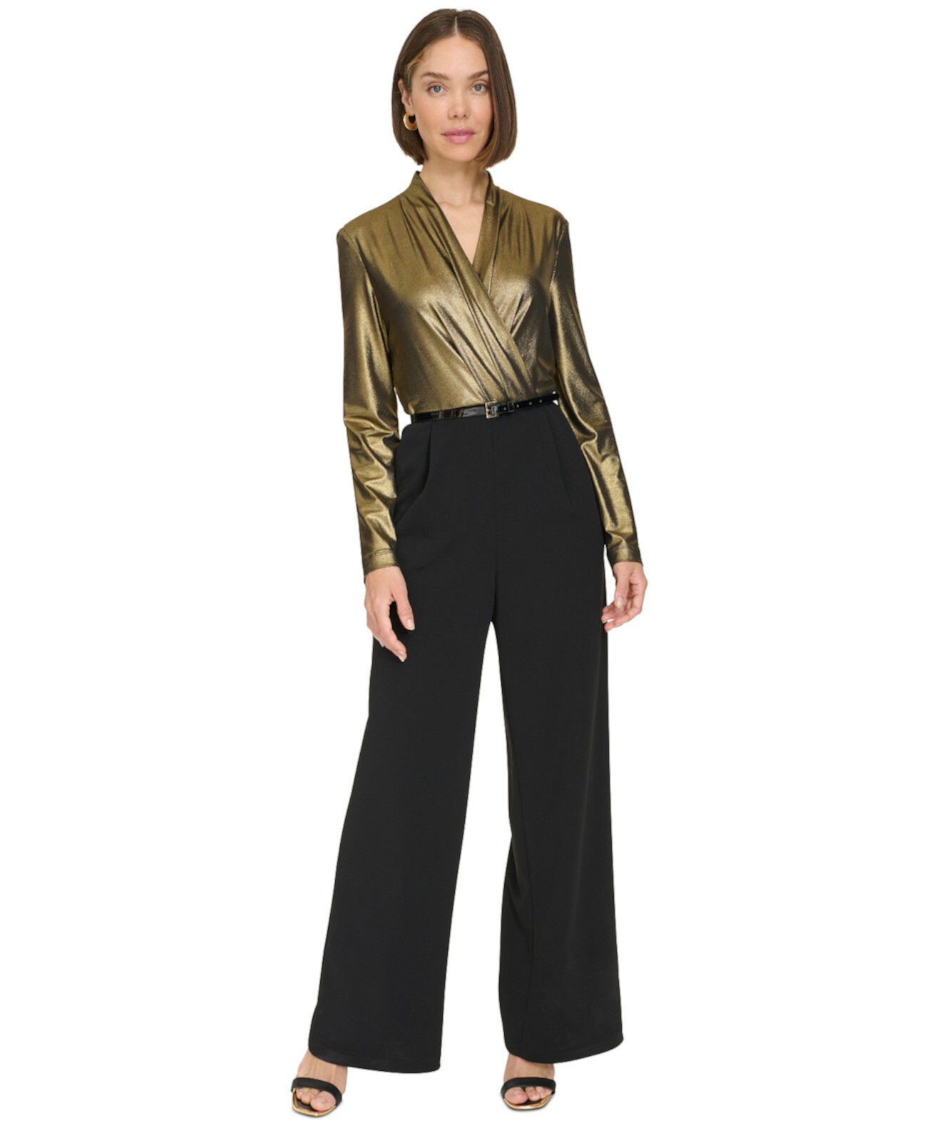 Women's Shimmer Belted Wide-Leg Jumpsuit Tommy Hilfiger