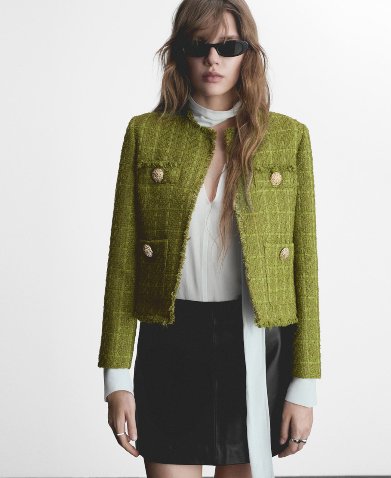 Women's Jewel Buttons Tweed Jacket MANGO