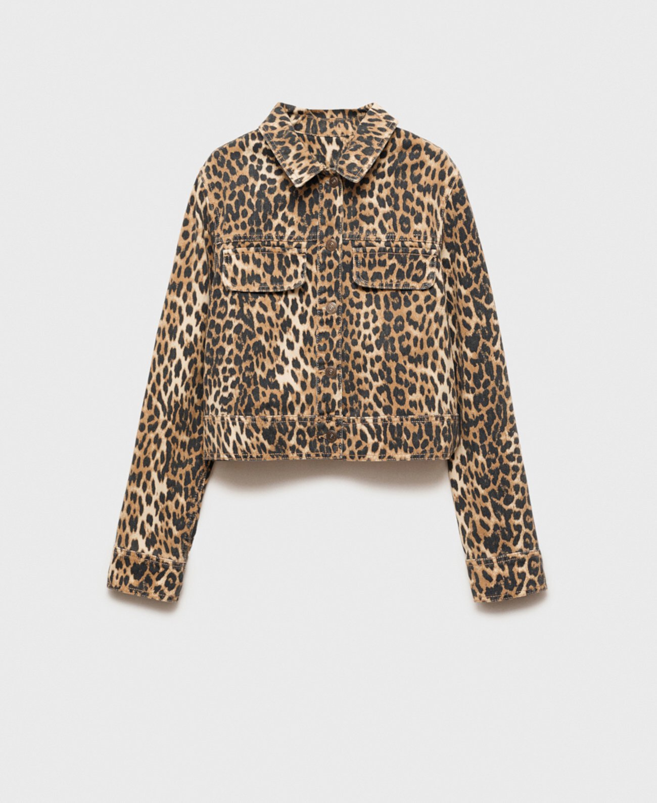 Women's Leopard-Print Denim Jacket MANGO