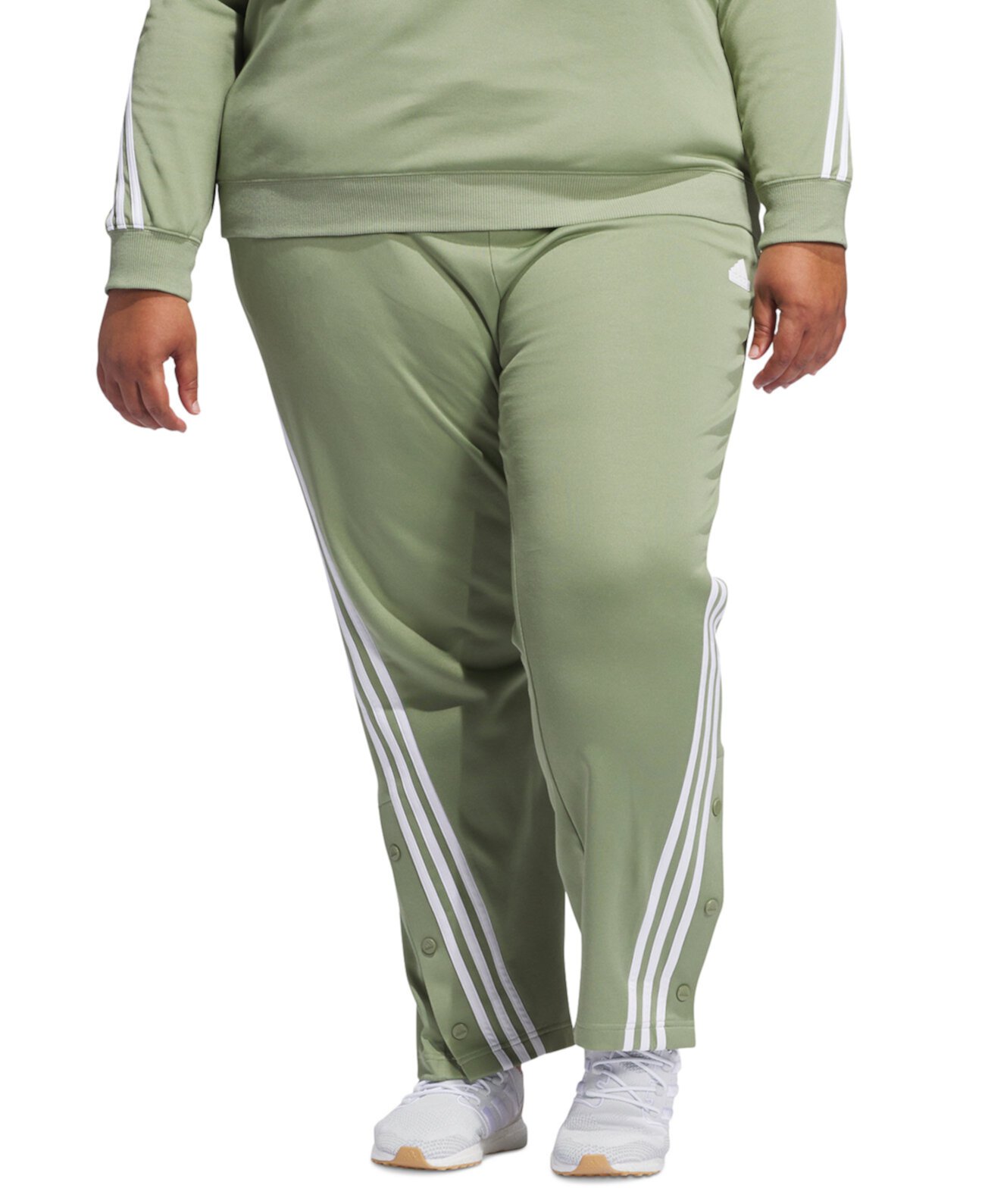 Женские Спортивные брюки Adidas Plus Size Three-Stripe Snap-Hem Adidas