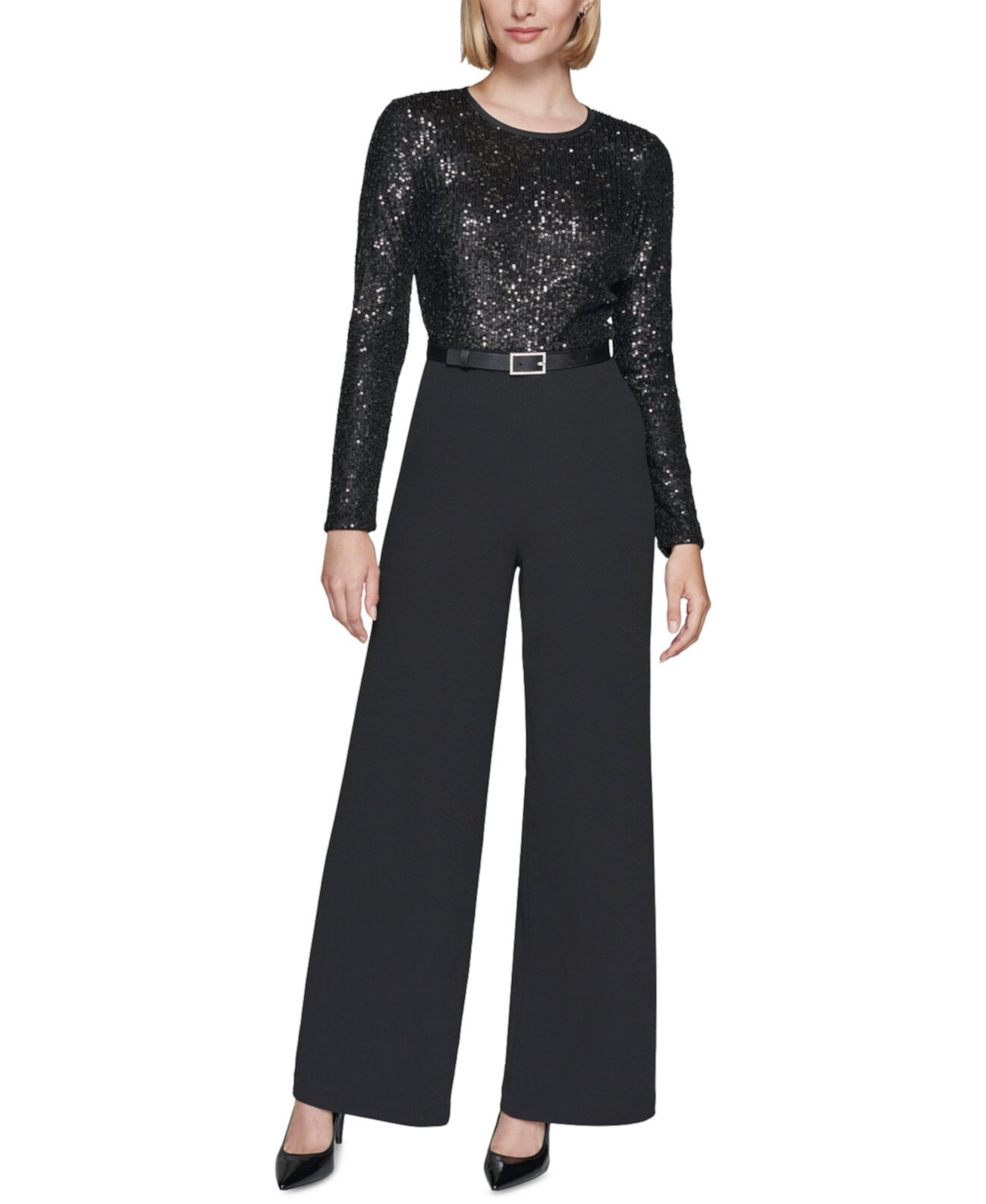 Women's Sequin-Top Wide-Leg Jumpsuit Karl Lagerfeld Paris