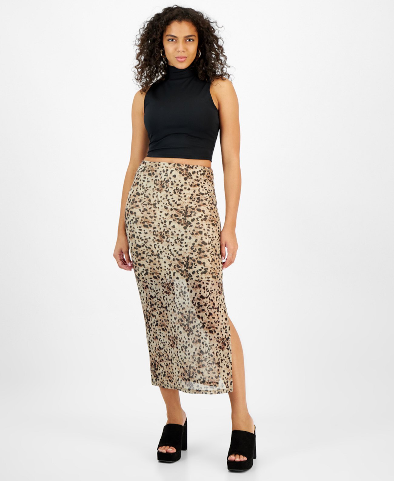 Women's Printed Midi Mesh Pull-On Skirt, Created for Macy’s Bar III