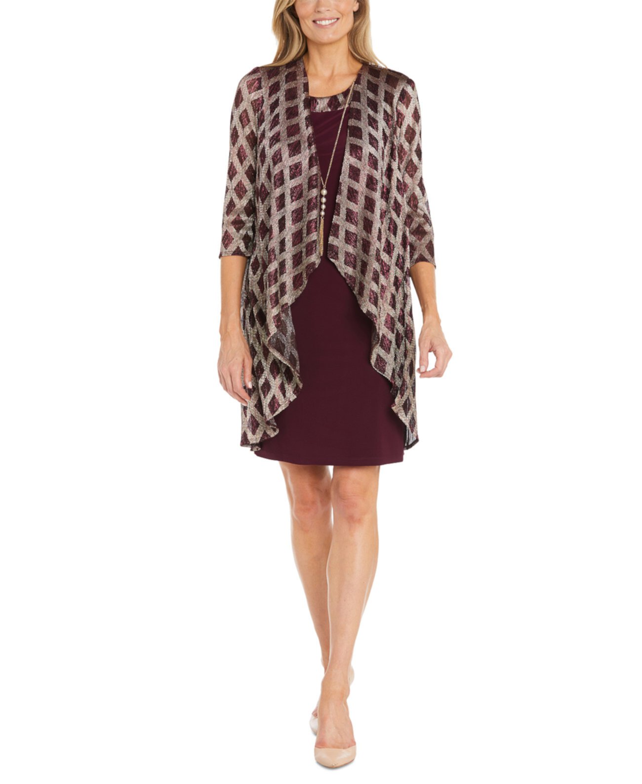 Petite Metallic-Plaid Jacket & Sheath Dress R & M Richards