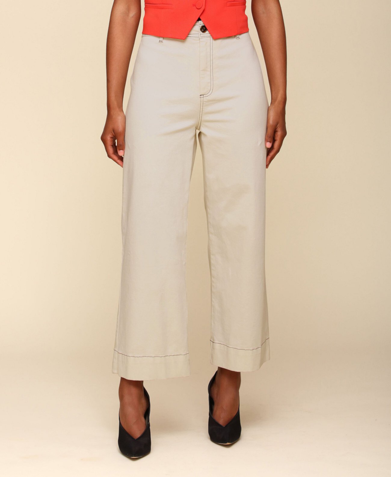 Women's Patch-Pocket Cropped Wide-Leg Pants Avec Les Filles