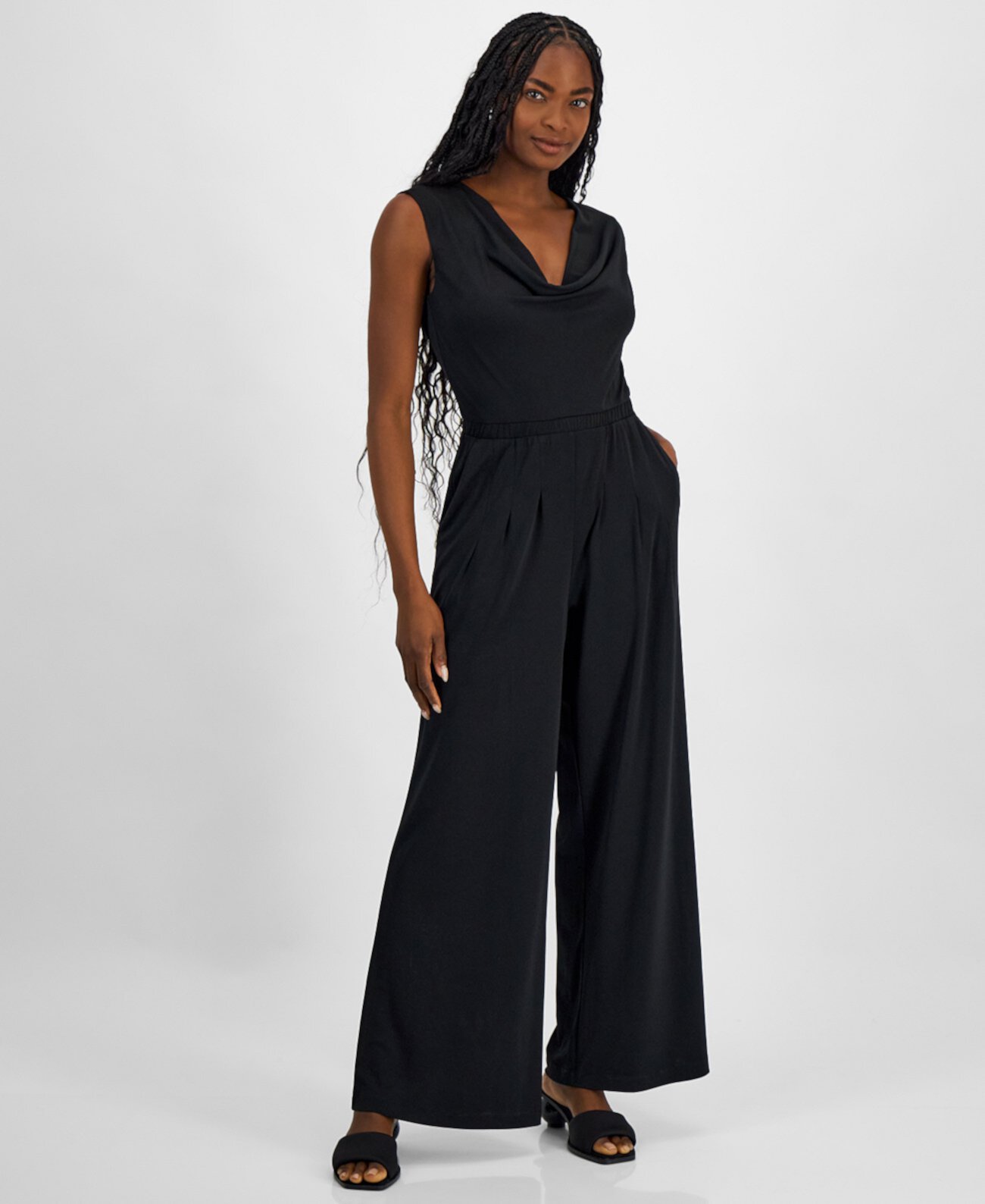 Women's Knit Crepe Cowlneck Jumpsuit, Exclusively at Macy's Bar III