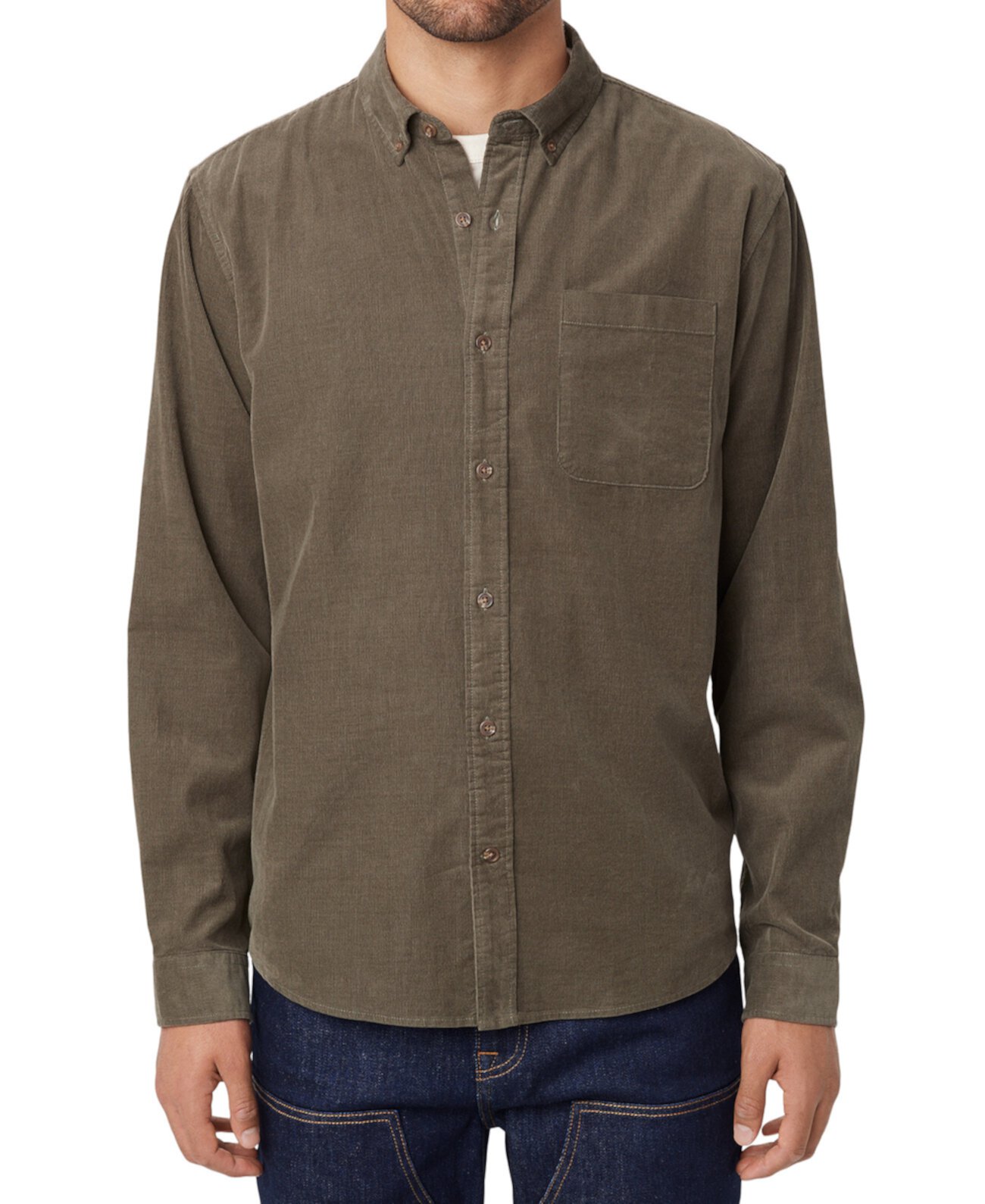 Men's Relaxed-Fit Button-Down Corduroy Shirt FRANK AND OAK