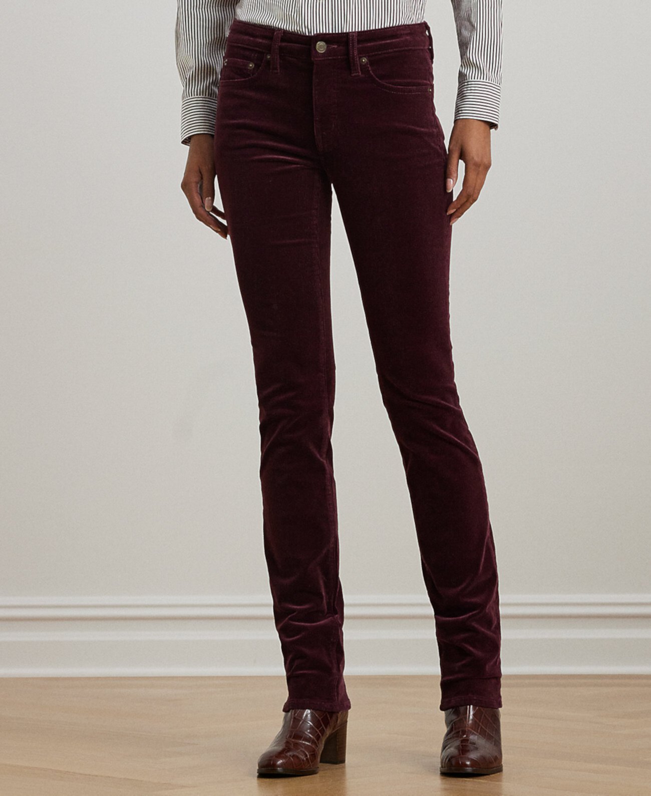 Petite Stretch Corduroy Mid-Rise Straight Pants LAUREN Ralph Lauren