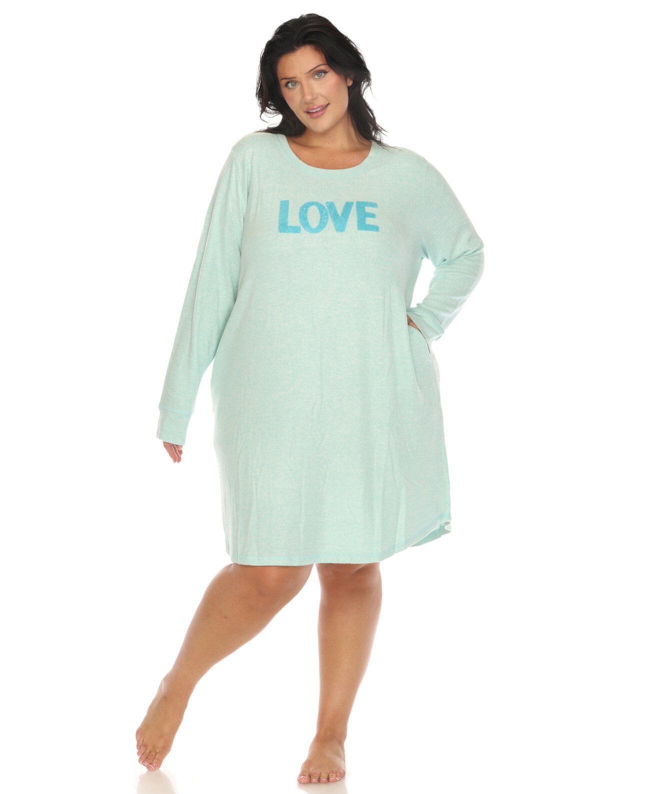 Plus Size Long Sleeve Sleepshirt White Mark